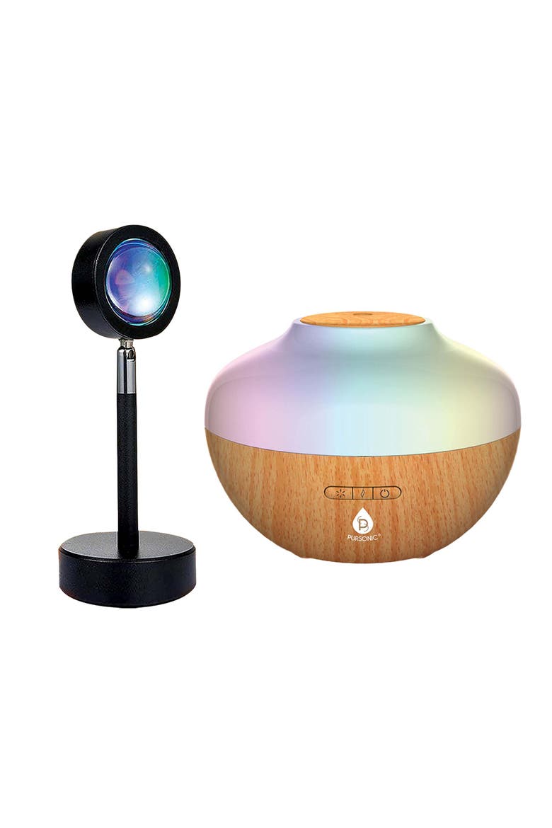 Sunset Projector Lamp & Oil Aroma Diffuser Set, Main, color, Multicolor