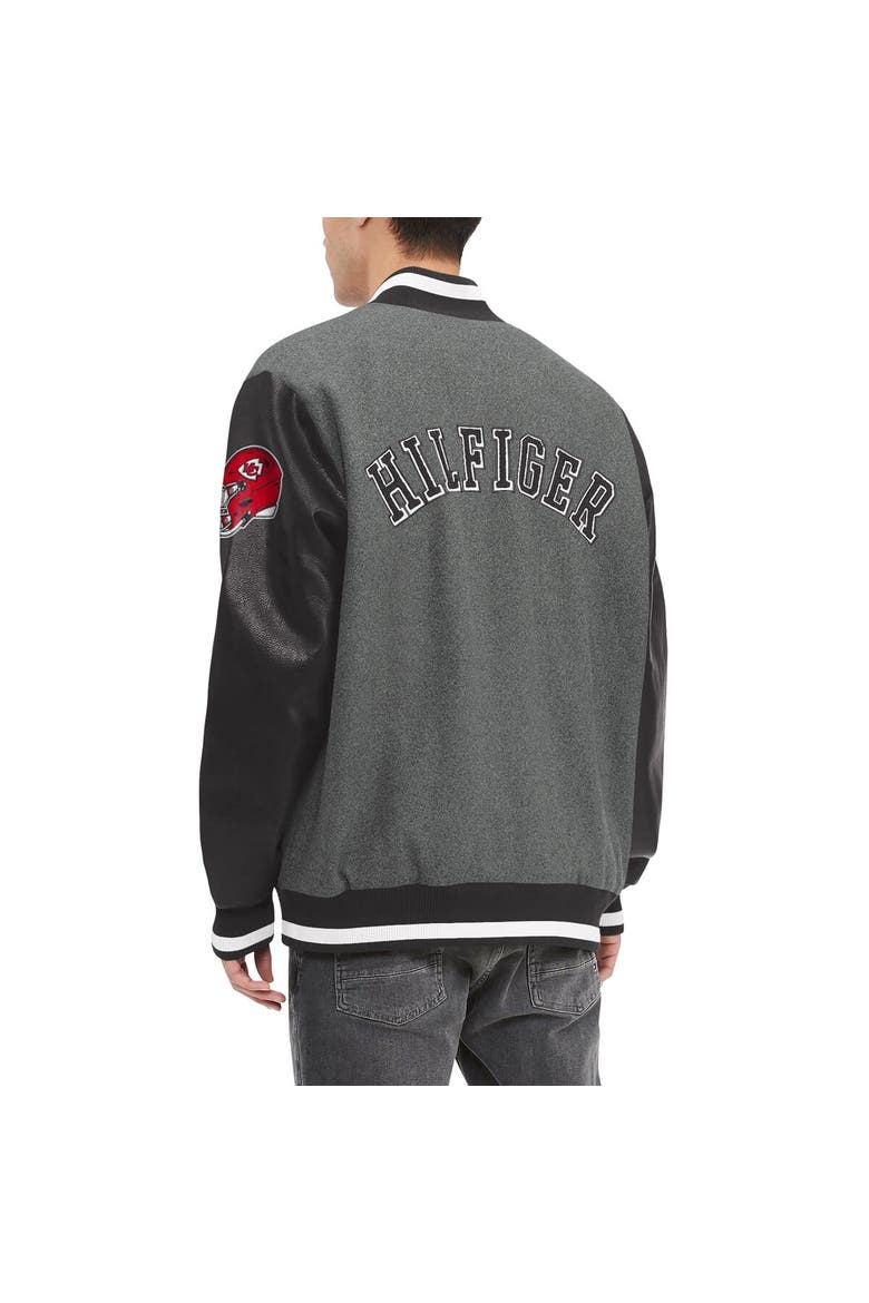 Men's Tommy Hilfiger  Heather Gray/Black Kansas City Chiefs Gunner Full-Zip Varsity Jacket, Alternate, color, Heather Gray