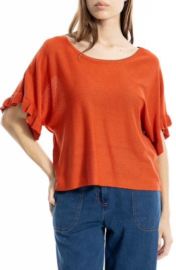 Max Studio Flutter Sleeve Sweater