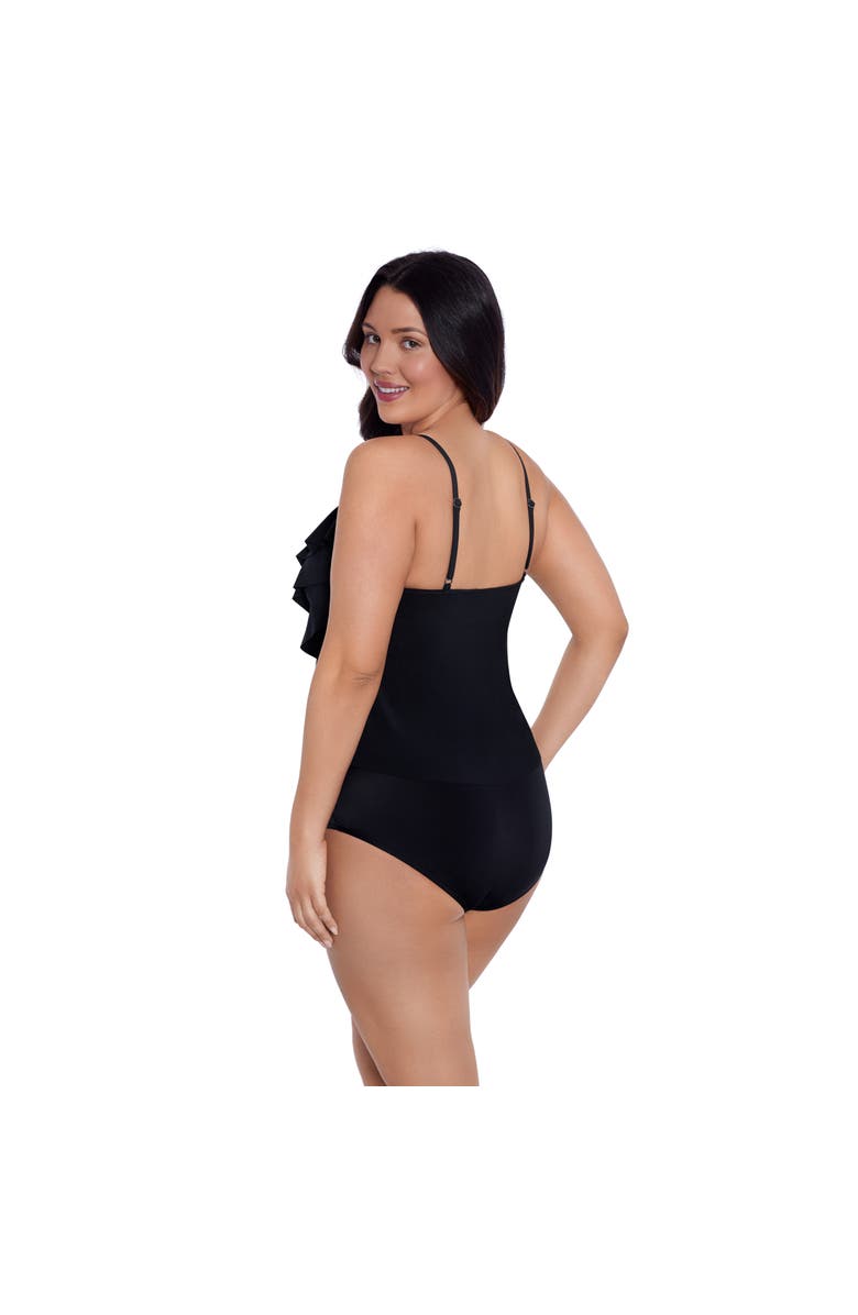 Trimshaper Rachel 5 Tier Ruffle Tankini Swimsuit Top, Alternate, color, Black