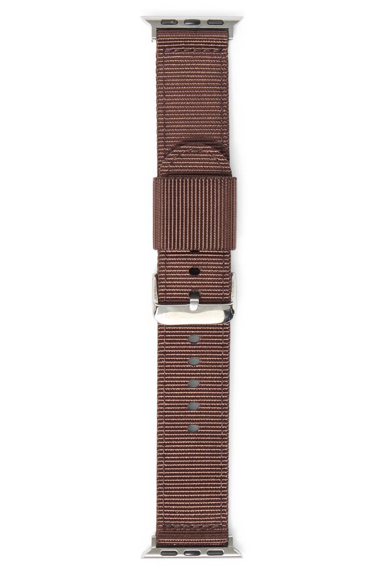 Canvas Smartwatch Band, Alternate, color, BROWN- SILVER