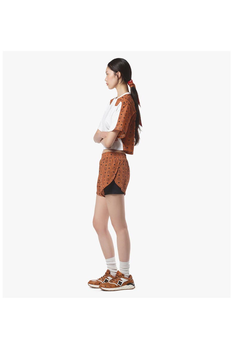Monogram Print Shorts in ECONYL®, Alternate, color, Brown