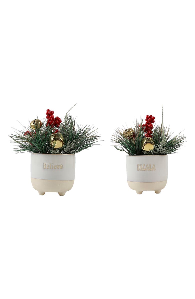 FLORA BUNDA Christmas Mix in Falala & Believe Planter - Set of 2, Main, color, Ivory