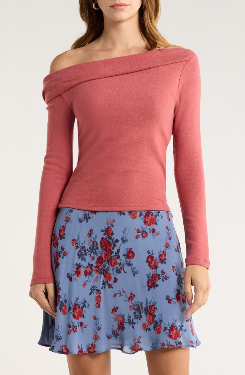 Reformation Elio One-Shoulder Top, Main, color, Rosewood