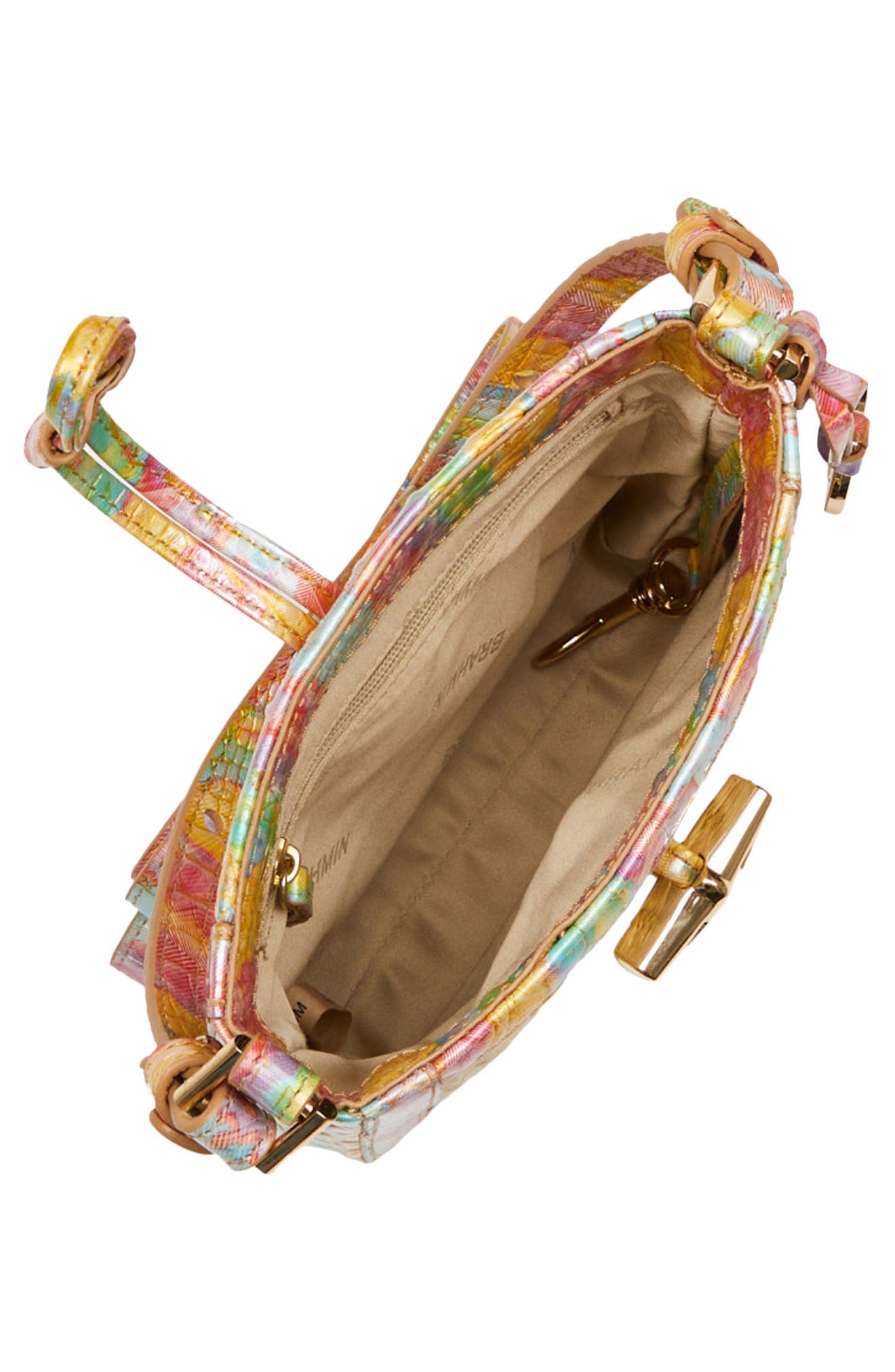 Brahmin Marley Croc Embossed Leather & Straw Crossbody Bag, Alternate, color, 