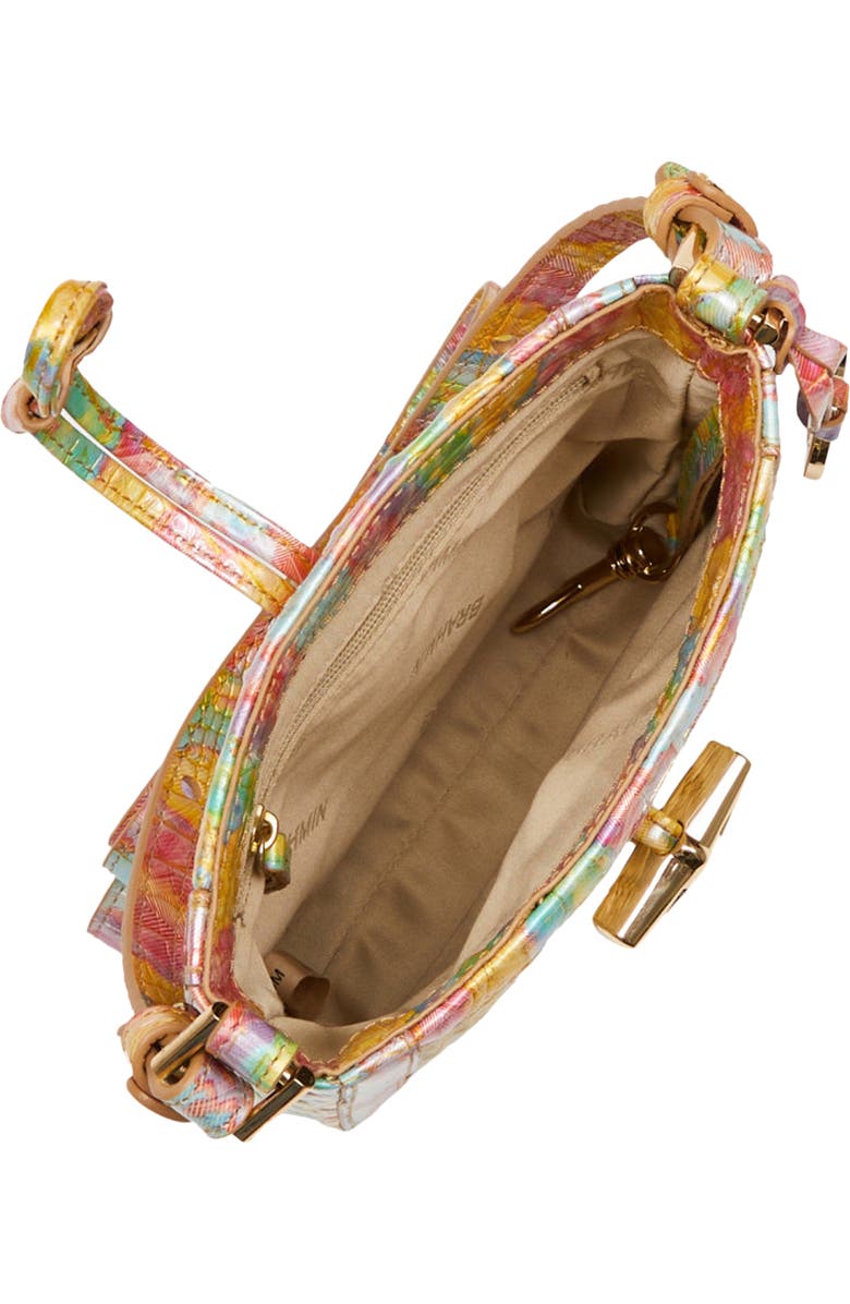 Brahmin Marley Croc Embossed Leather & Straw Crossbody Bag, Alternate, color,