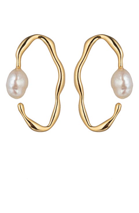 Alice Shell Pearl Hoop Earrings