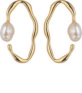 EYE CANDY LOS ANGELES Alice Shell Pearl Hoop Earrings