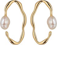EYE CANDY LOS ANGELES Alice Shell Pearl Hoop Earrings
