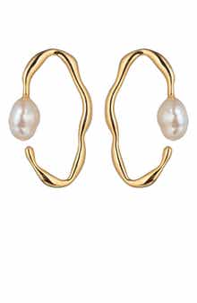 Alice Shell Pearl Hoop Earrings