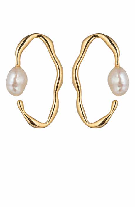 Alice Shell Pearl Hoop Earrings