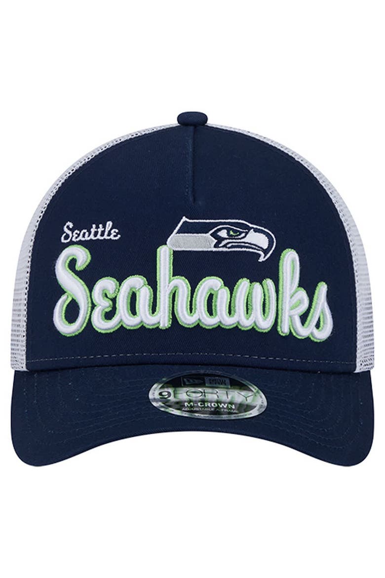 Men's New Era  College Navy Seattle Seahawks Side Lines 9FORTY Adjustable Hat, Alternate, color, College Navy