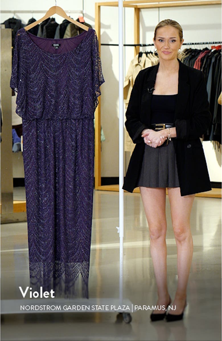 Metallic Open Stitch Blouson Gown, sales video thumbnail