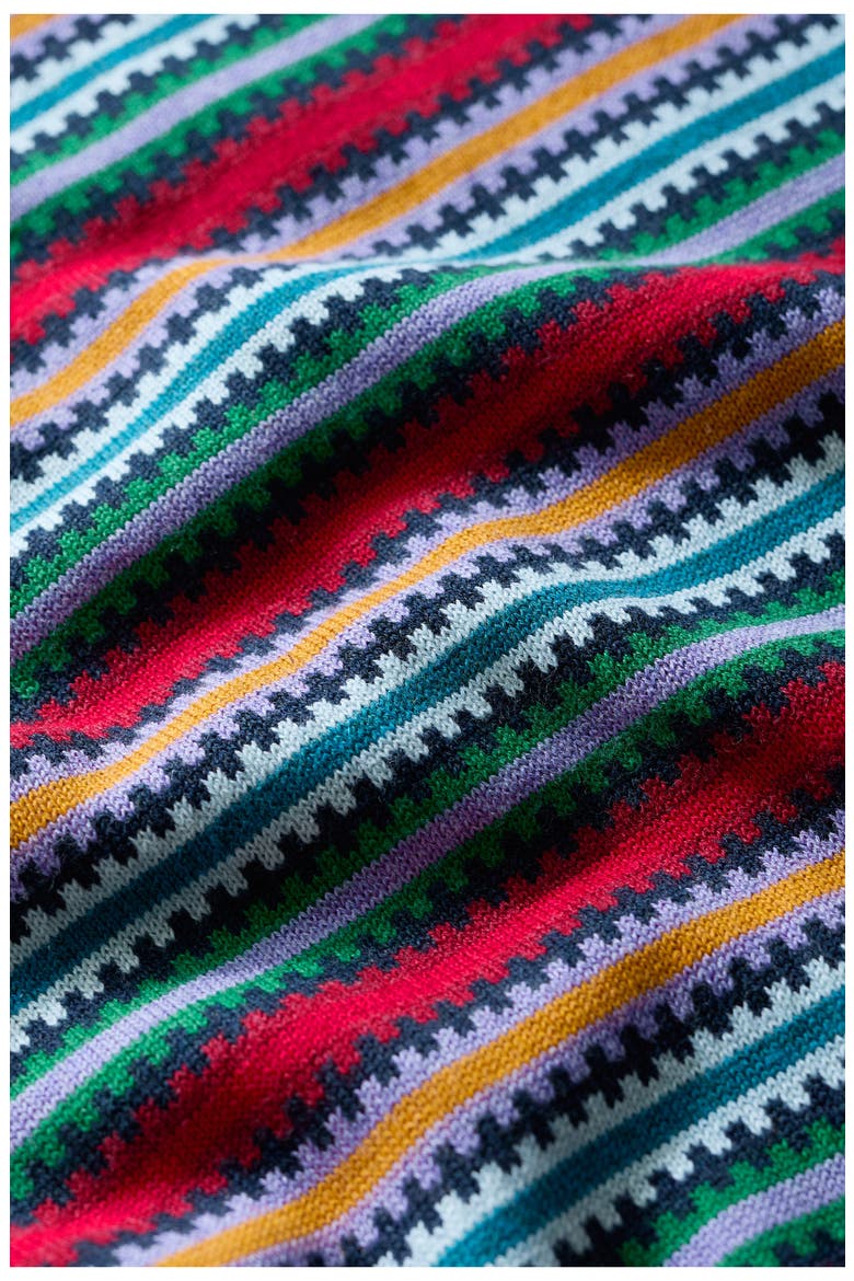 Rock Bell Stripe Short Sleeve Organic Cotton Crewneck Sweater, Alternate, color, KNIT ZIG ZAG CLOVER MARITIME
