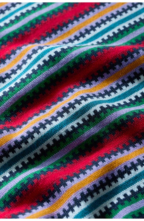 Seasalt Cornwall Rock Bell Stripe Short Sleeve Organic Cotton Crewneck Sweater In Knit Zig Zag Clover Maritime