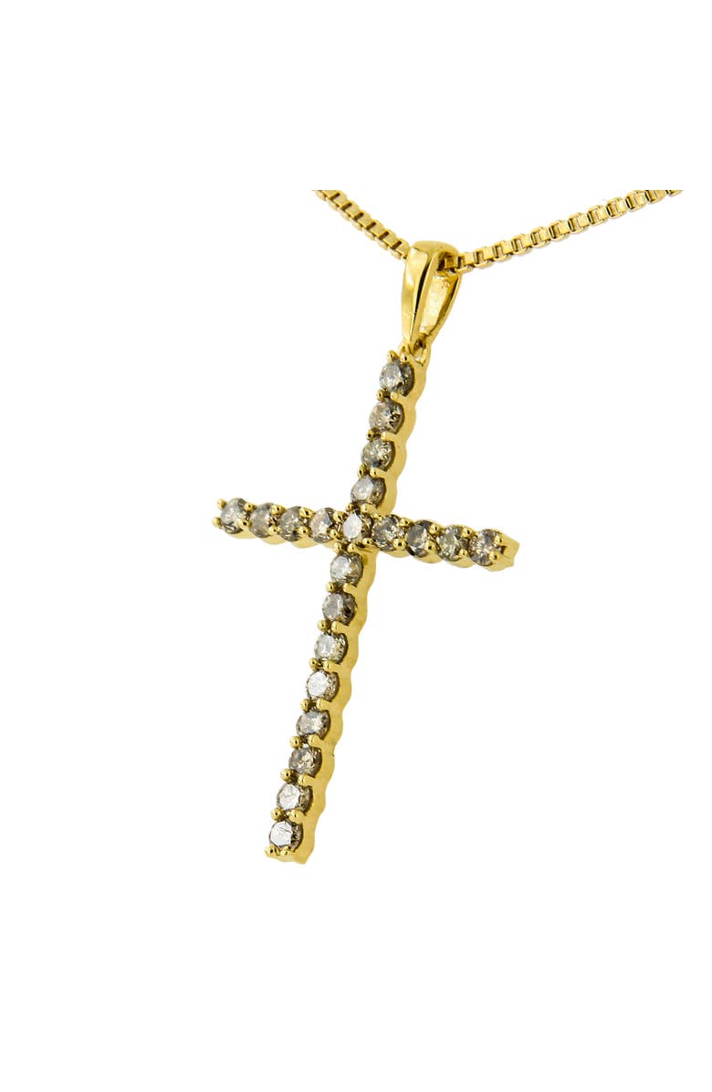 Haus of Brilliance 14K Yellow Gold Plated Silver 1/2 Cttw Champagne Diamond Cross Pendant Necklace, Alternate, color, Yellow