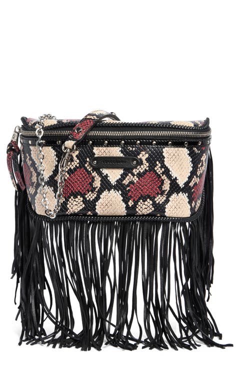 Snake Embossed Leather Belt Bag