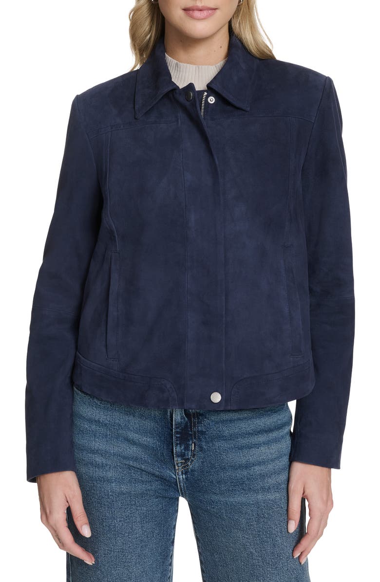Cole Haan Suede Jacket, Main, color, Navy