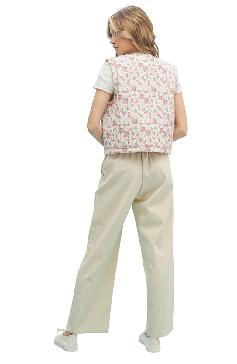 WISHLIST Floral Quilted Vest, Alternate, color, Ecru/ Tose