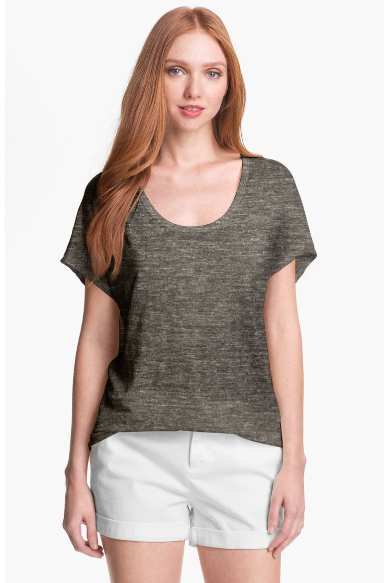 'Maddie' Linen Tee, Main, color, HEATHER CHARCOAL