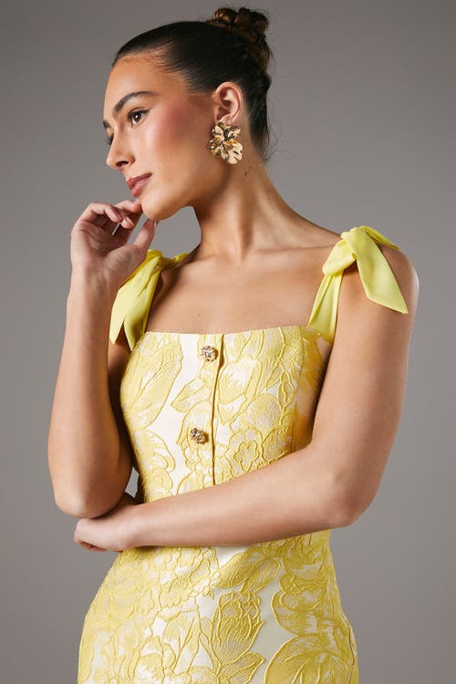 Coast Jacquard Pencil Midi Dress In Yellow