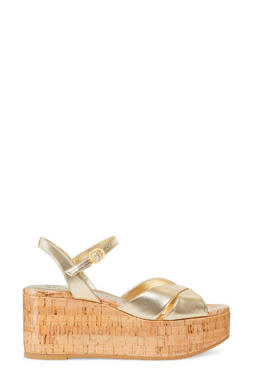 Shop Stuart Weitzman Carmen Midi Wedge Sandal In Light Gold