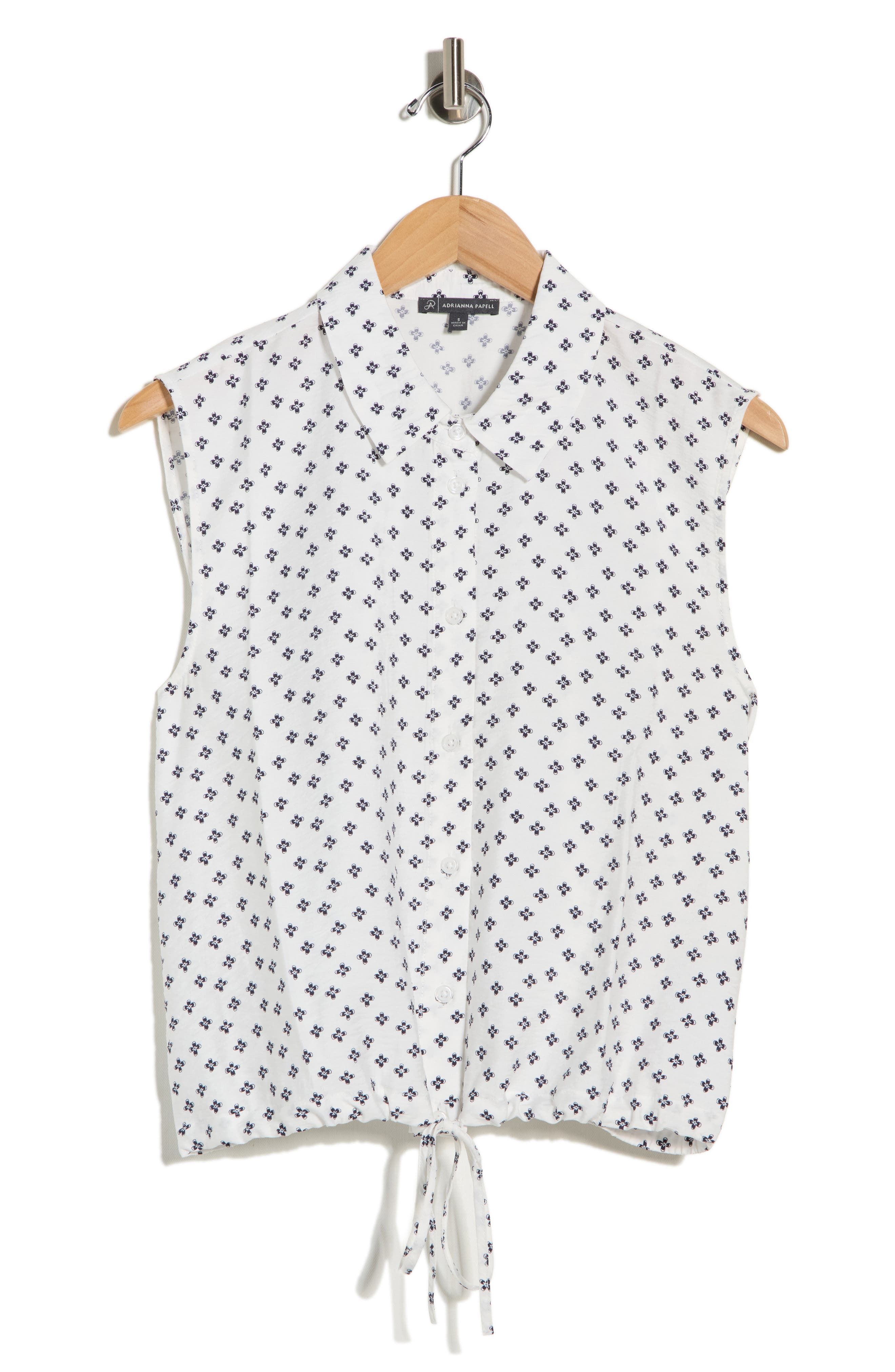 Adrianna Papell Floral Sleeveless Button-Up Top