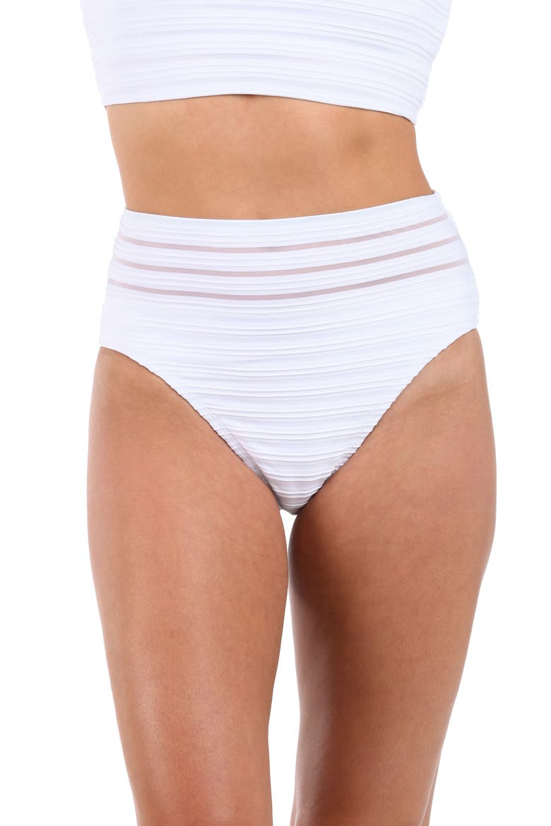 Fluid Lines High Waist Bikini Bottoms, Main, color, WHITE