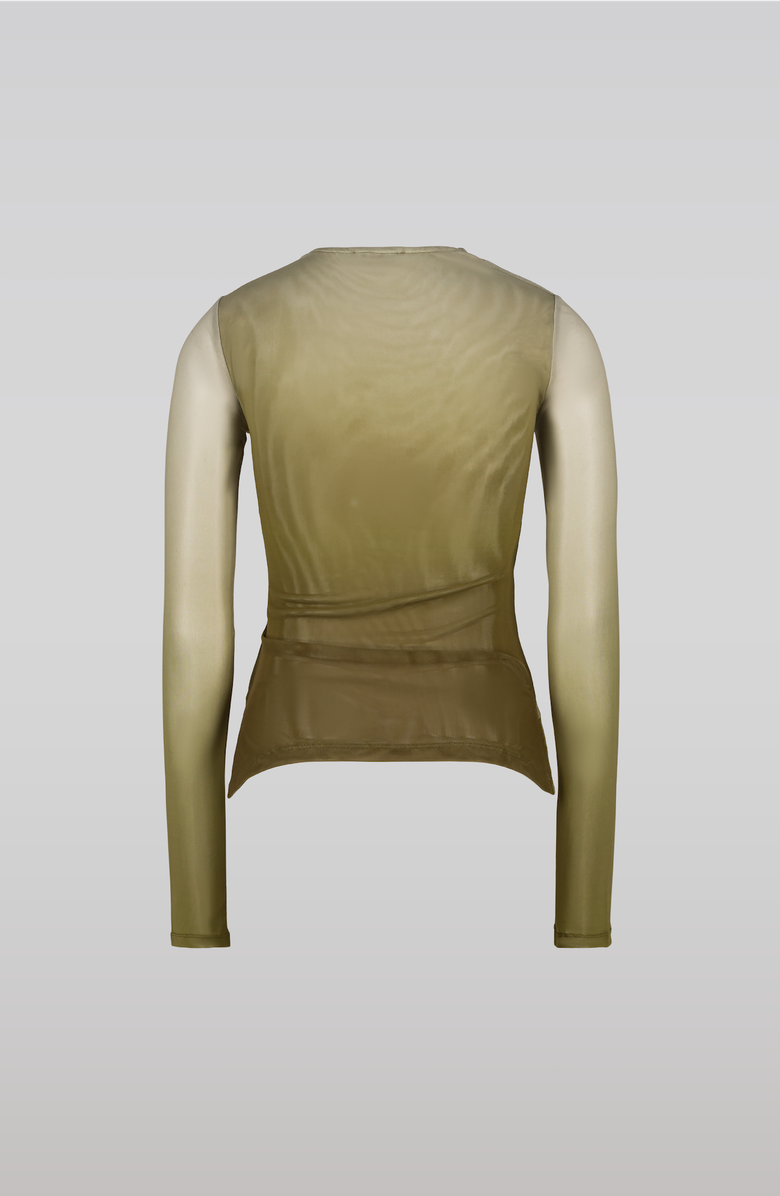 SAEMDI Gradient Mesh Top, Alternate, color, Olive Green Gradient
