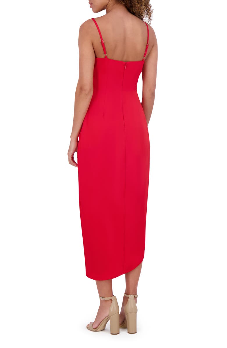 Siena Matte Satin Faux Wrap Midi Dress, Alternate, color, Red