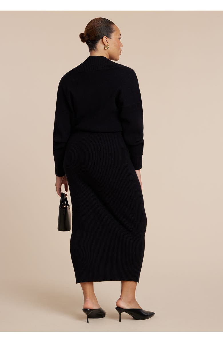 ELOQUII Wrap Sweater Maxi Dress, Alternate, color, Black Onyx