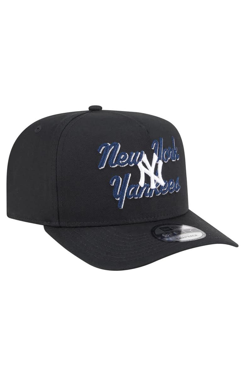 New Era Men's New Era Black New York Yankees Chainstitch 9FIFTY A-Frame Snapback Hat, Alternate, color, Black
