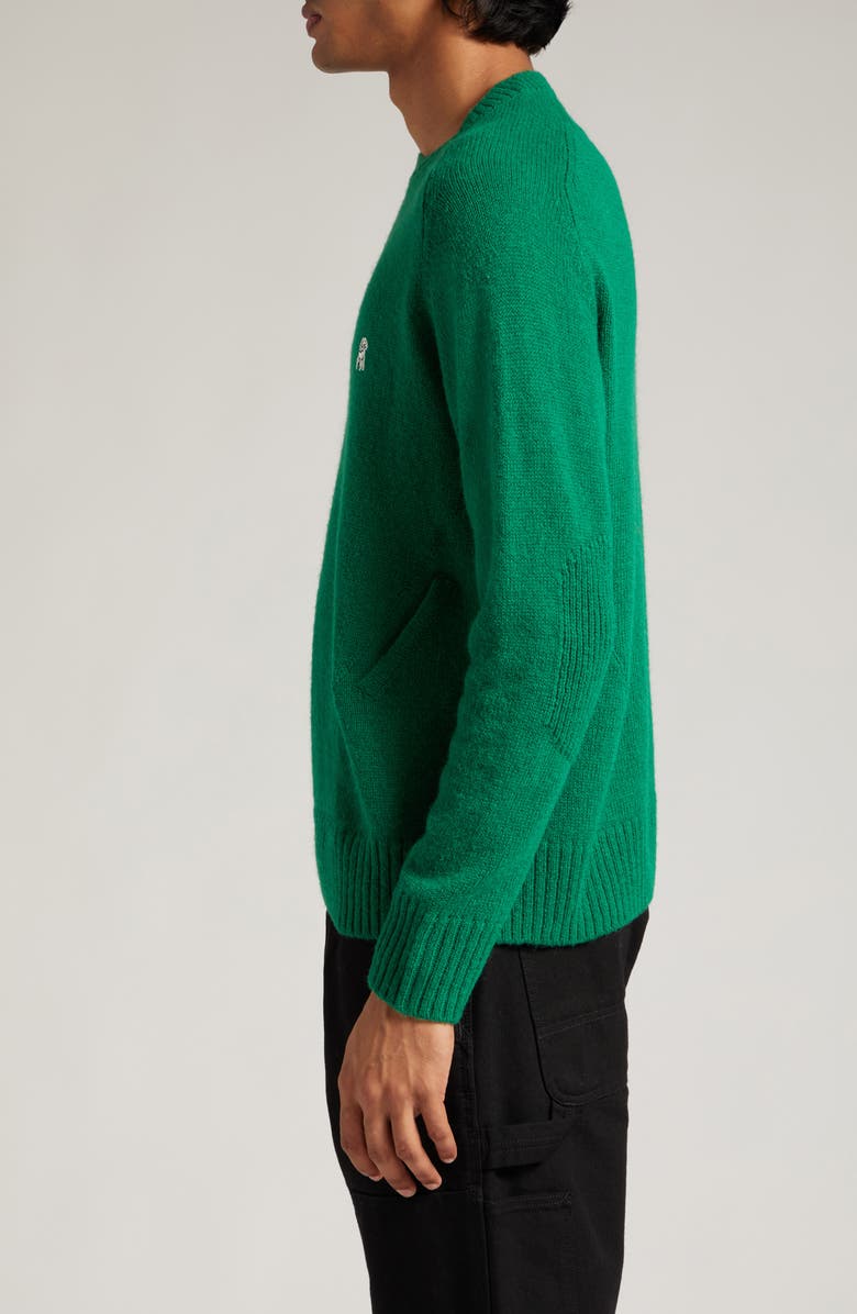 Undercover Lamb Patch Crewneck Wool & Cotton Sweater, Alternate, color,