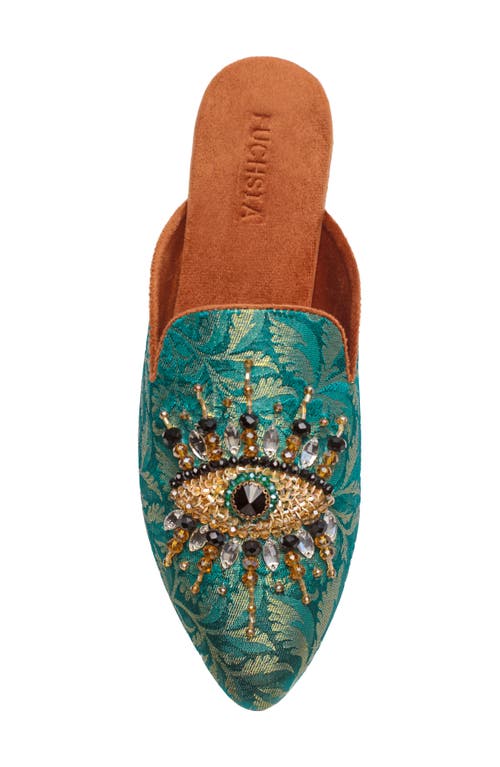 Fuchsia The Good Eye Embroidered Mule In Green