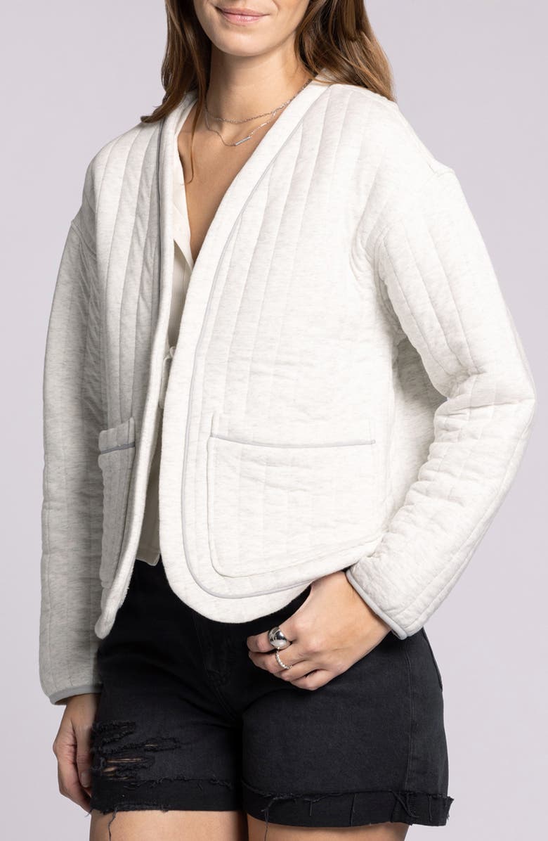 Thread & Supply Joplin Quilted Cotton Tie Front Jacket, Alternate, color, Ivory Heather