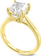 LuvMyJewelry Genoveva 14K Yellow Gold Princess Cut Lab Grown Diamond Hidden Halo Engagement Ring - 2.2 Ct