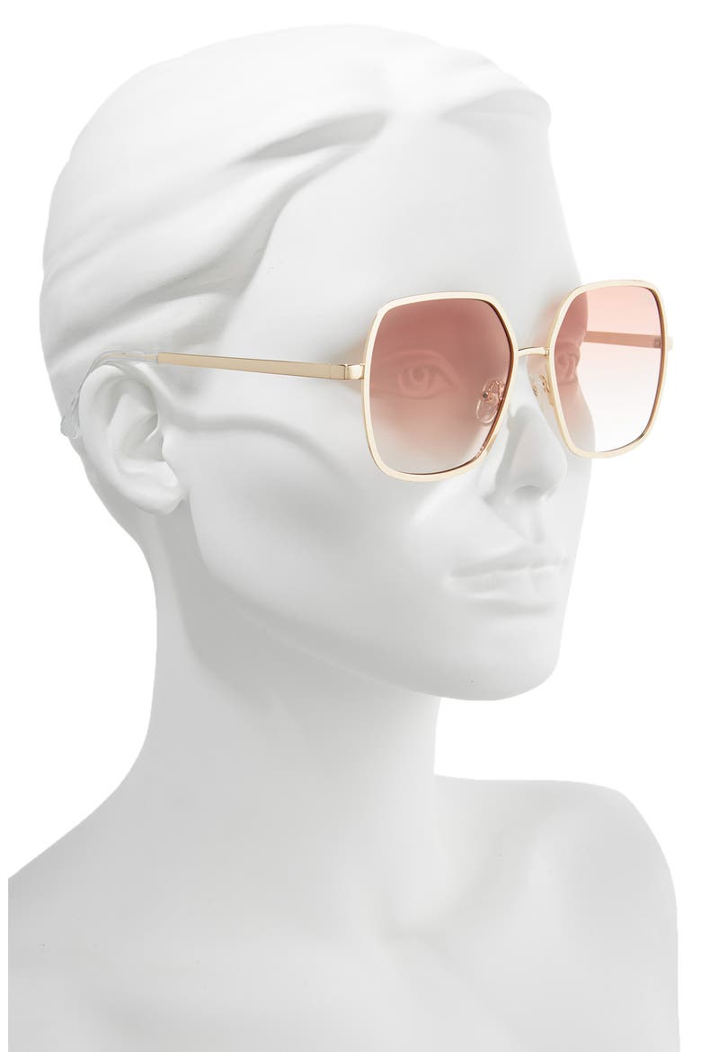 Australia 57mm Square Sunglasses, Alternate, color, GOLD/ PEACH