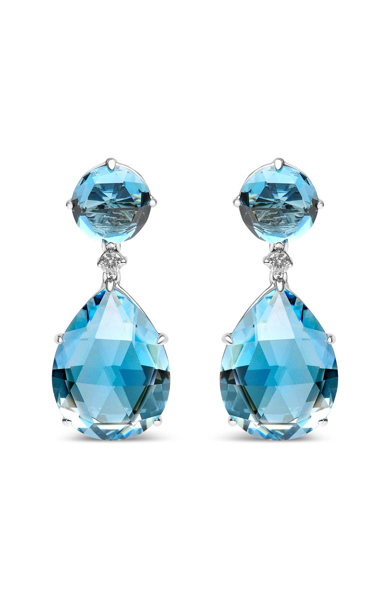Haus of Brilliance 18K Gold 1/5 Ct Diamond with London Blue & Sky Blue Topaz Gemstone Dangle Earring, Main, color, White