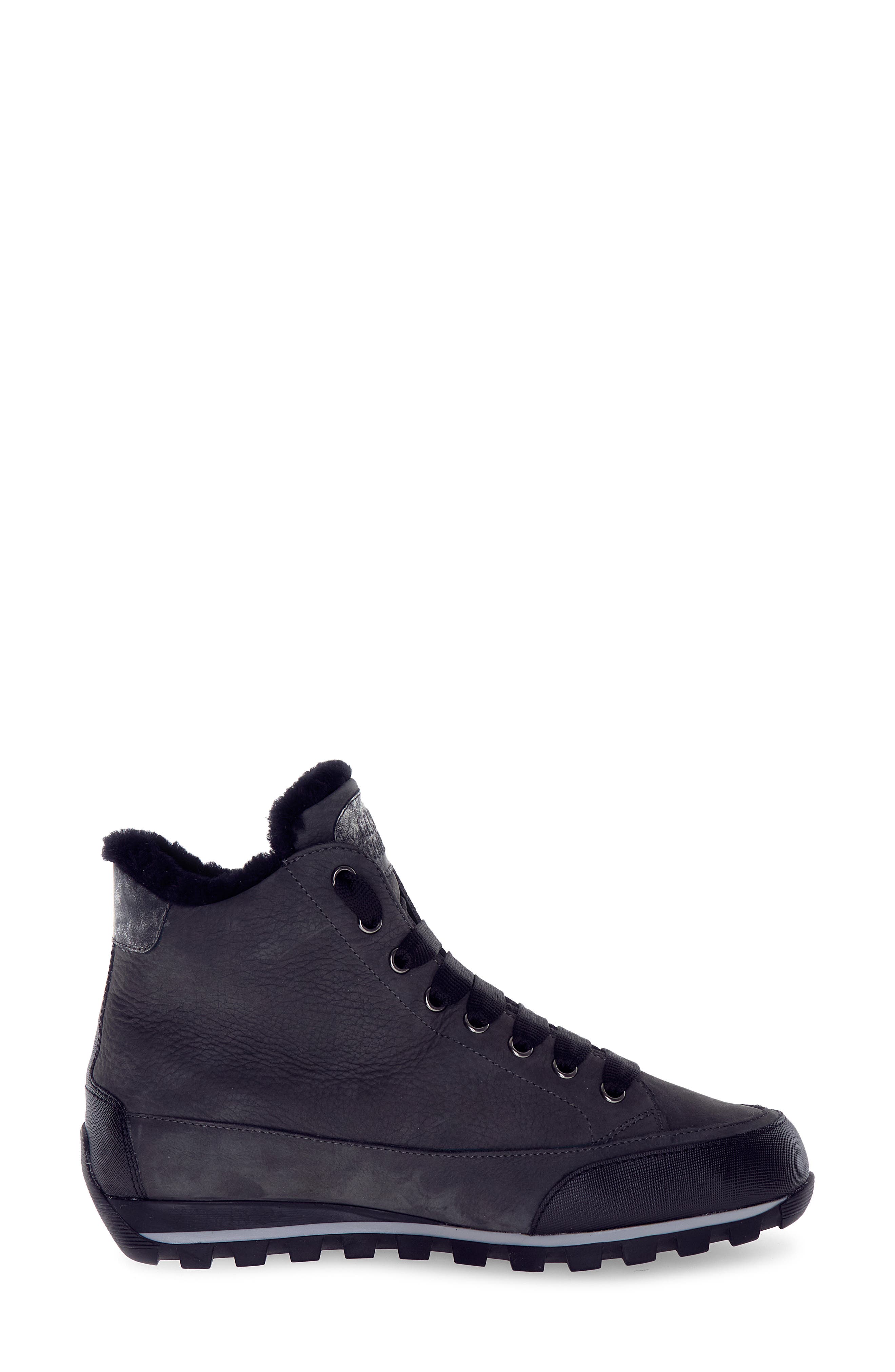 Candice Cooper Runlo Waterproof Genuine Shearling Lined High Top Sneaker, Alternate, color, Black Anthracite