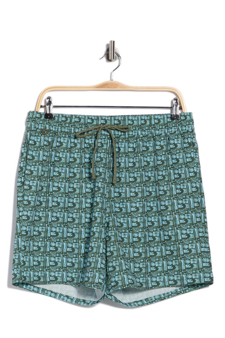 6-Inch Surf Grid Swim Trunks, Alternate, color, OLIVINE COMBO