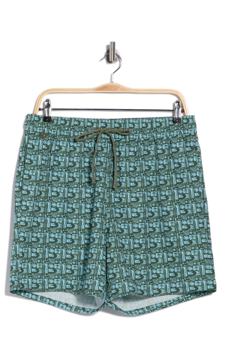 Rainforest 6-Inch Surf Grid Swim Trunks, Alternate, color, Olivine Combo