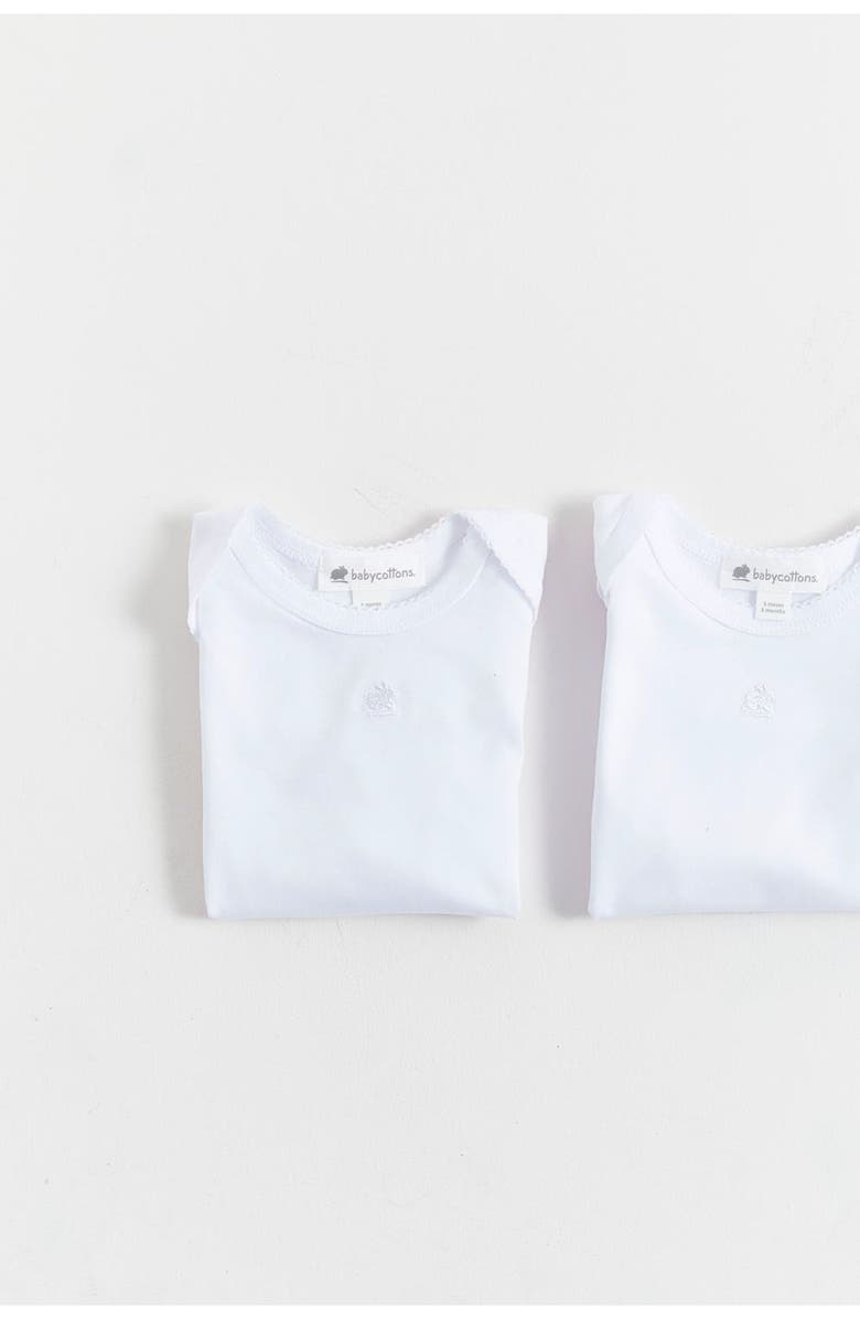 Babycottons Logo Long Sleeve Bodysuit 2-Pack for Infant, Alternate, color, White