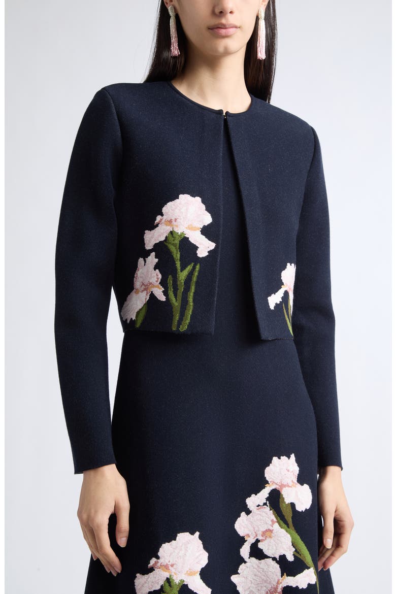 Iris Floral Jacquard Jacket, Alternate, color, NAVY MULTI