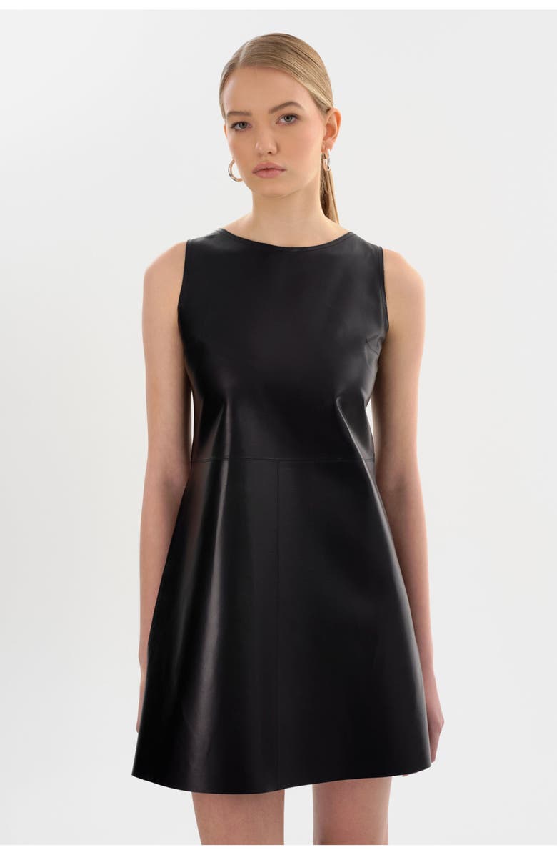 LAMARQUE LOZANA | Reversible Leather Dress, Main, color, Black/Silver