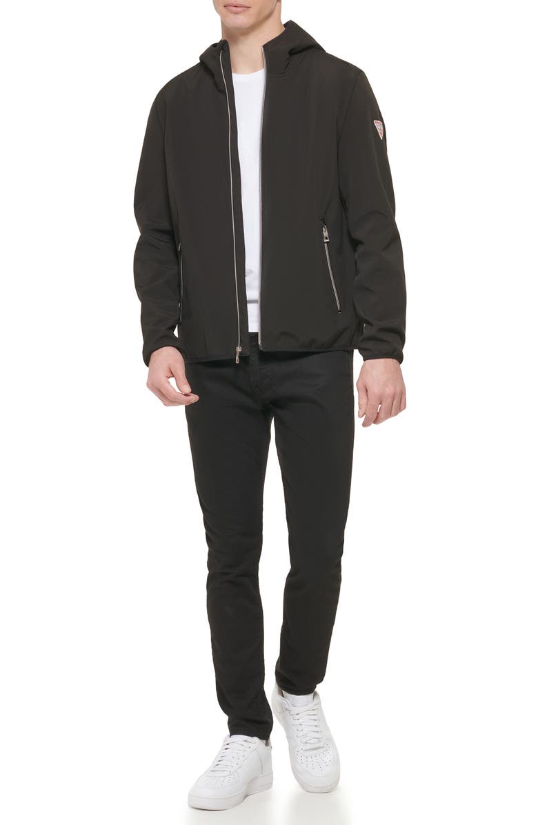 GUESS Softshell Hooded Rain Jacket, Alternate, color,