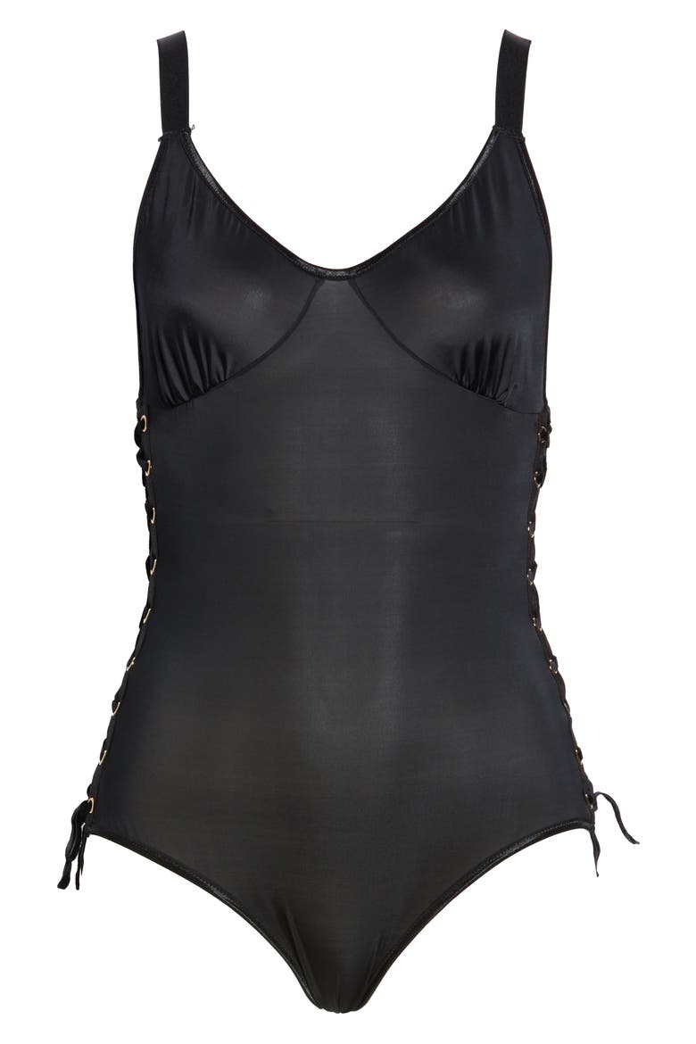 Lace-Side Bodysuit, Alternate, color, BLACK