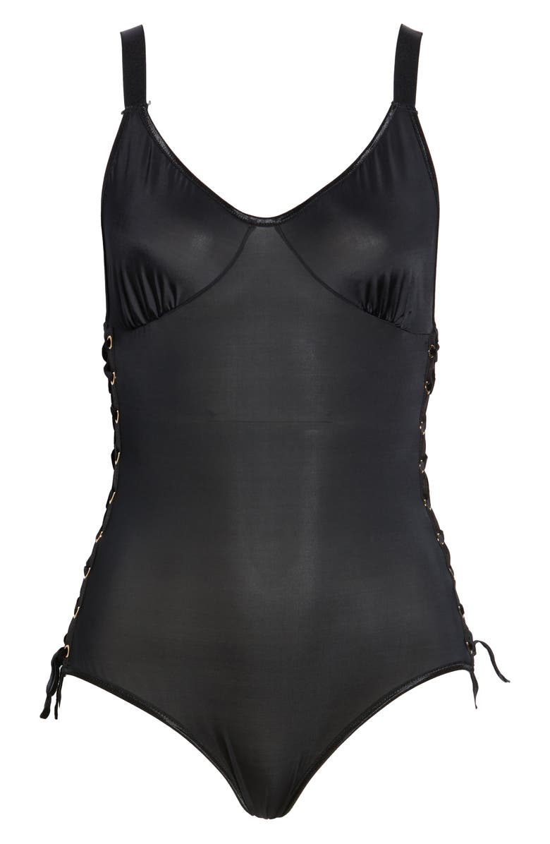 Hauty Lace-Side Bodysuit, Alternate, color, Black