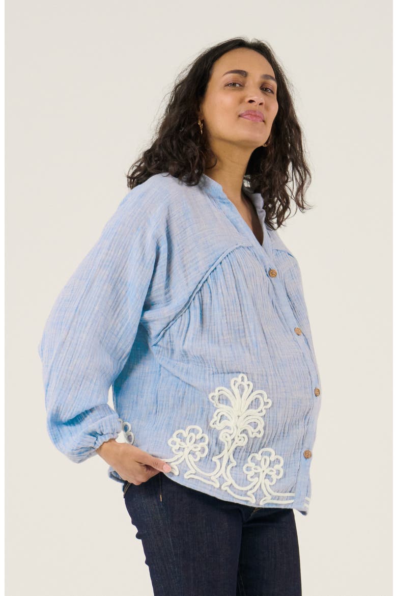 Maternity and Nursing Blouse Sarah, Alternate, color, Blue