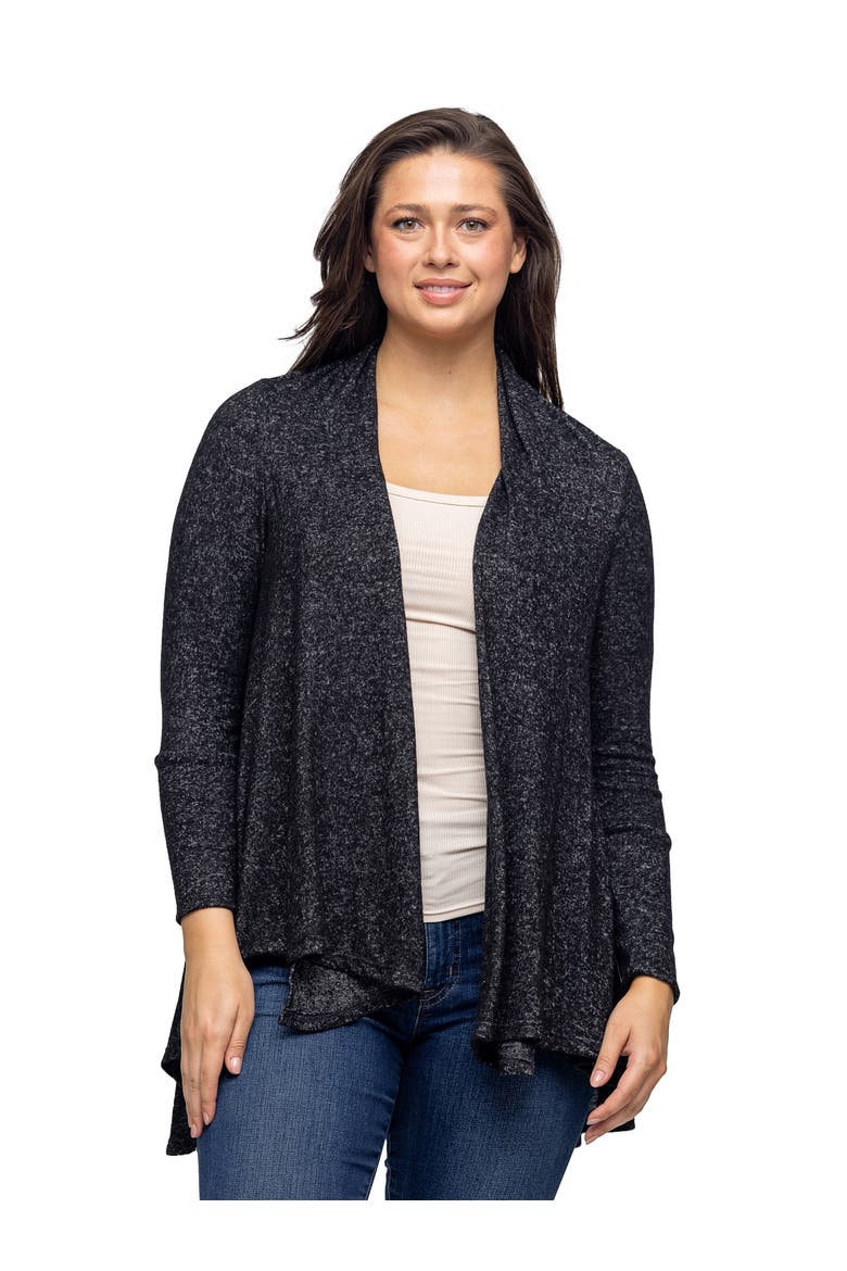 Open Front Long Sleeve High Low Cozy Cardigan, Main, color, Black