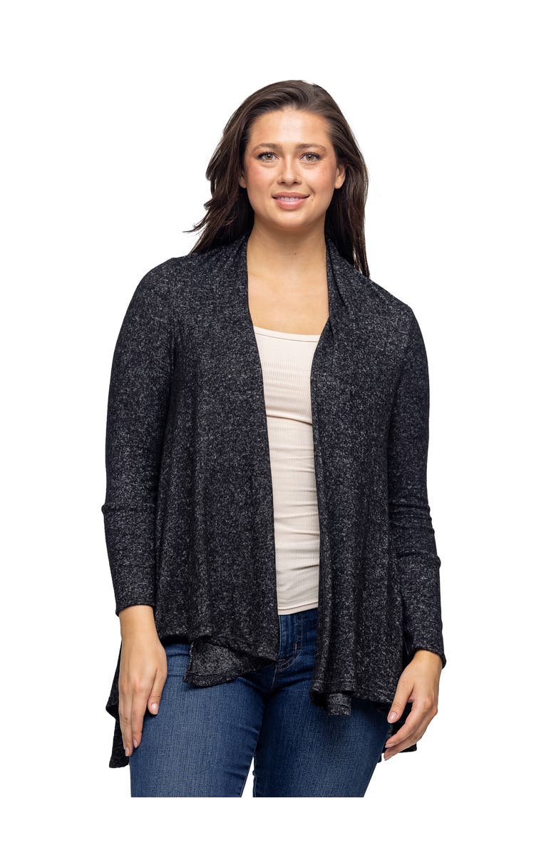 24seven Comfort Apparel Open Front Long Sleeve High Low Cozy Cardigan, Main, color, Black